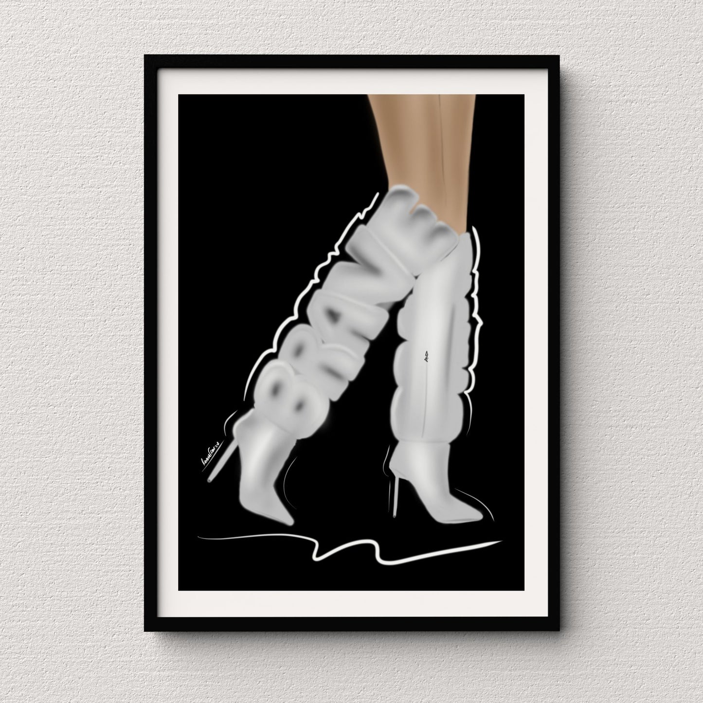 "Brave Boots" Unframed Figurative Fine Art Print in Black