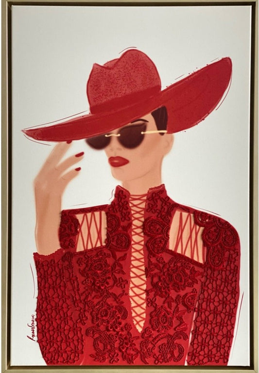 AMARILIS "Fine Art Print on Canvas Sculpted with Couture Fabrics" - QUEEN SERIES (Framed)