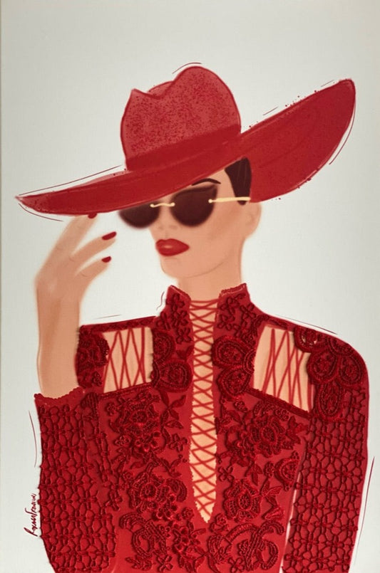 AMARILIS "Fine Art Print on Canvas Sculpted with Couture Fabrics" - QUEEN SERIES (Framed)