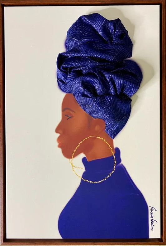 PROTEA "Fine Art Print on Canvas Sculpted with Couture Fabrics" - QUEEN SERIES (Framed)