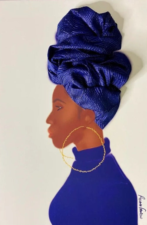 PROTEA "Fine Art Print on Canvas Sculpted with Couture Fabrics" - QUEEN SERIES (Framed)