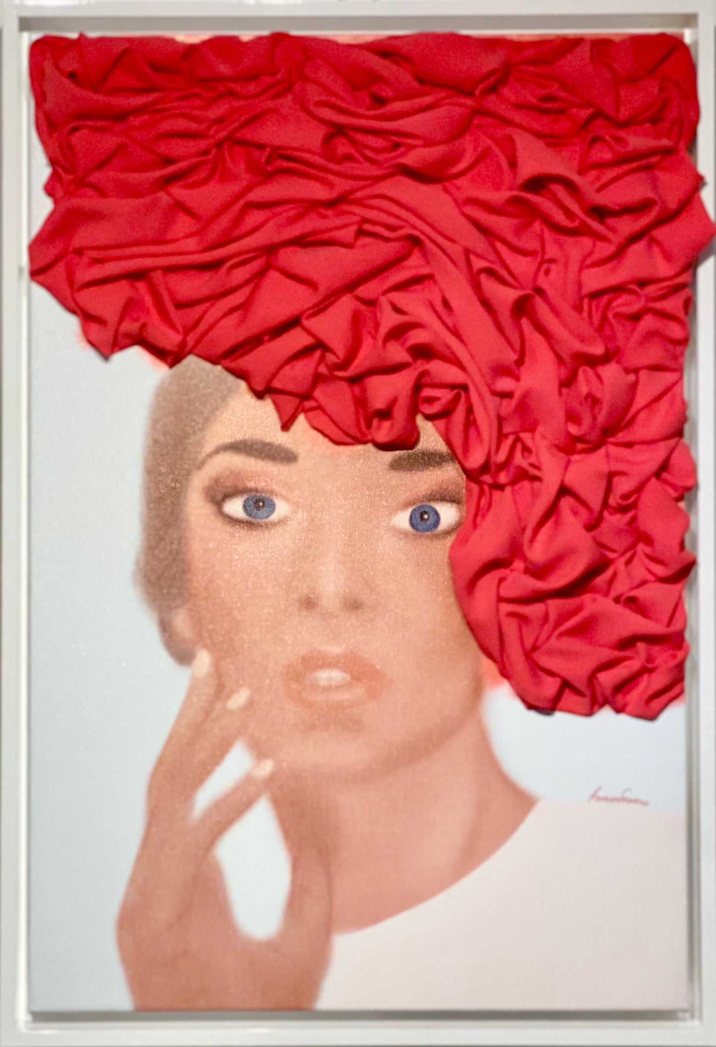 ROSE "Fine Art Print on Canvas Sculpted with Couture Fabrics" - QUEEN SERIES (Framed)