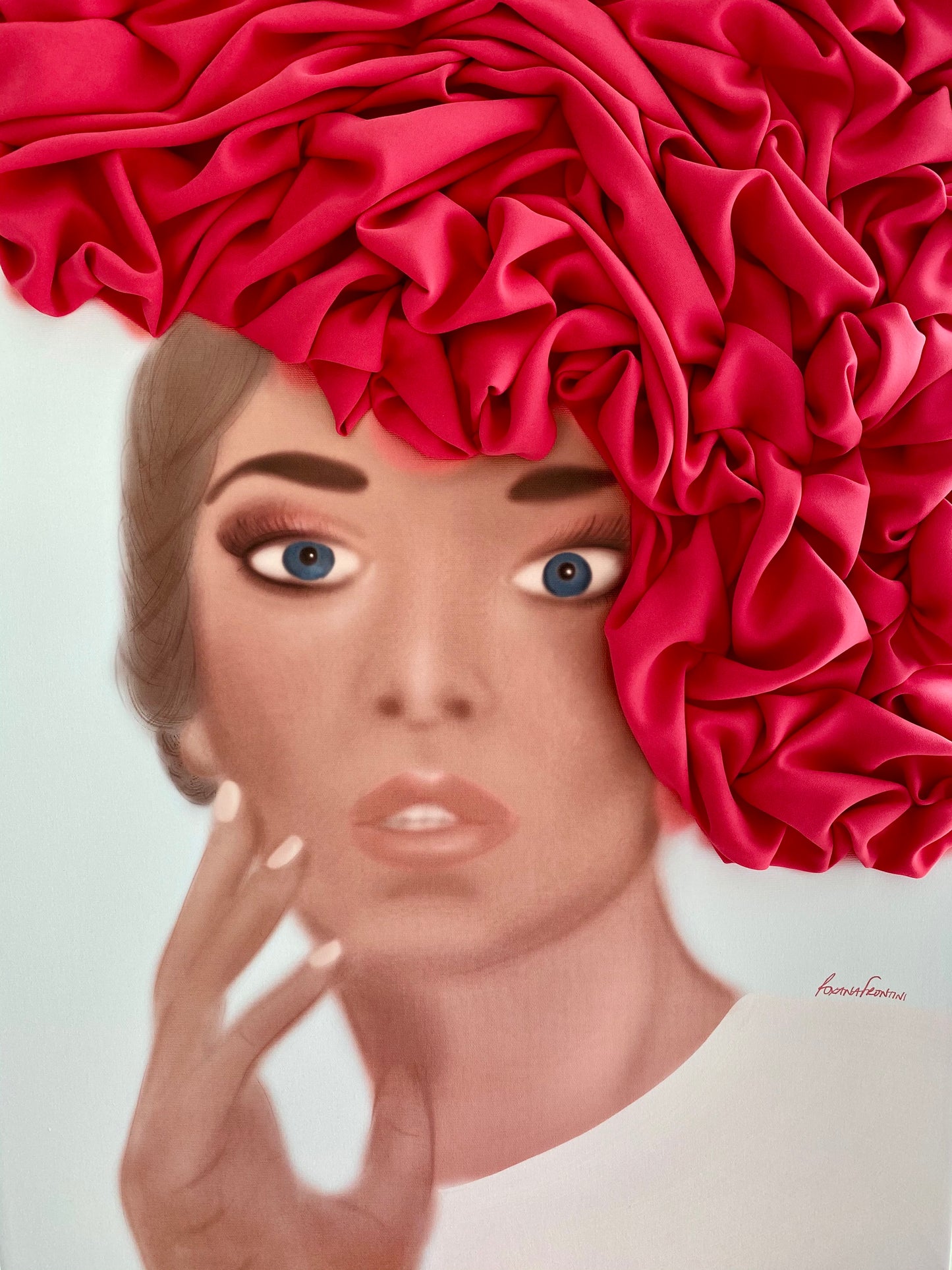 ROSE "Fine Art Print on Canvas Sculpted with Couture Fabrics" - QUEEN SERIES (Framed)