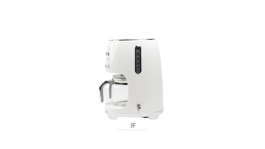 SMEG 10-Cup Silver & White Drip Coffee Maker by ROXANA FRONTINI Series "LOVE SWEET HOME"