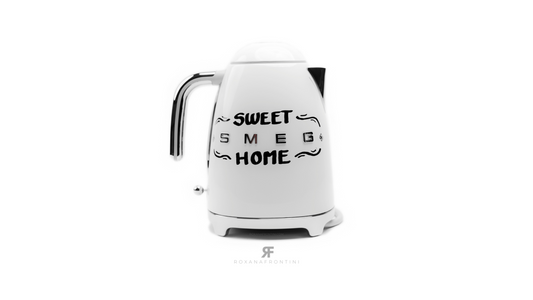 SMEG Black & White Electric Kettle By ROXANA FRONTINI Series "LOVE SWEET HOME"