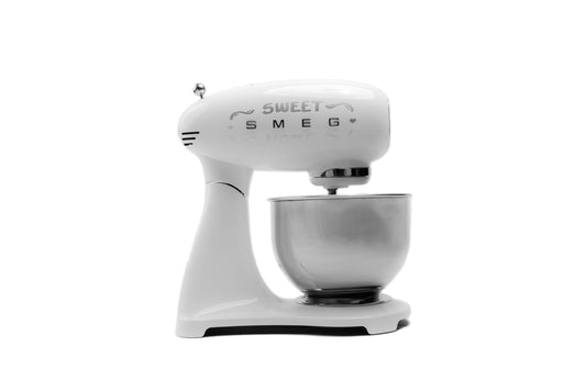 SMEG Silver & White SMF03 5-Qt. Stand Mixer By ROXANA FRONTINI Series "LOVE SWEET HOME"