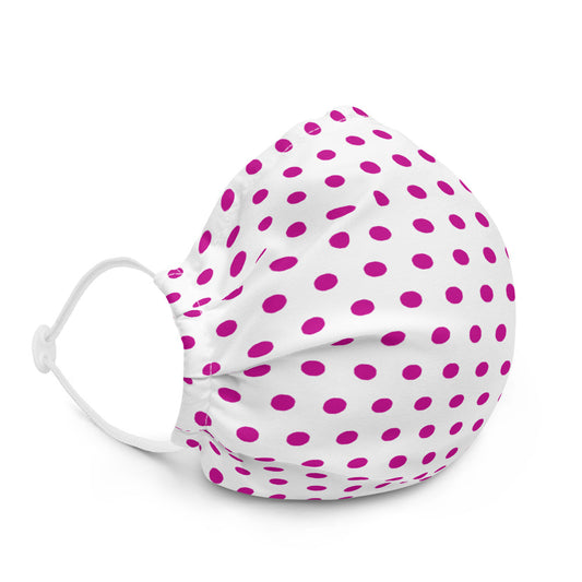 White & Fuchsia Polkadot Face Mask