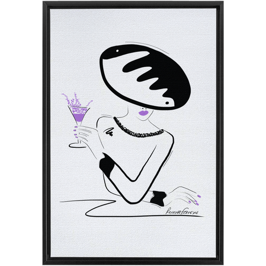 Reina Yin-Yang (B&W + Purple Splash) Framed Art Print on Canvas