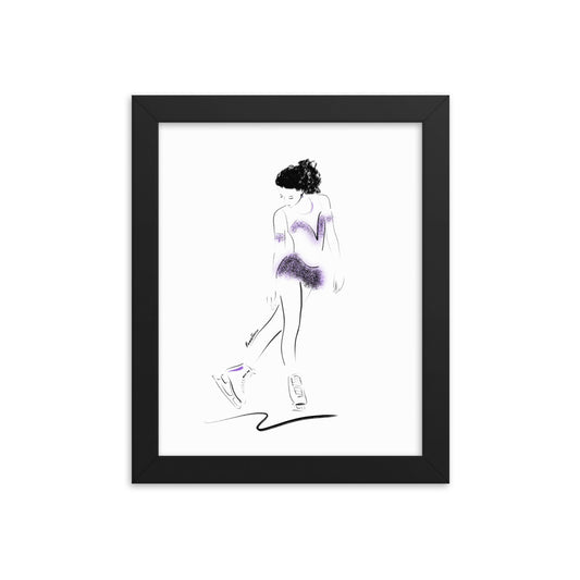 "Gracious Skates" in Purple Framed Fine Art Print