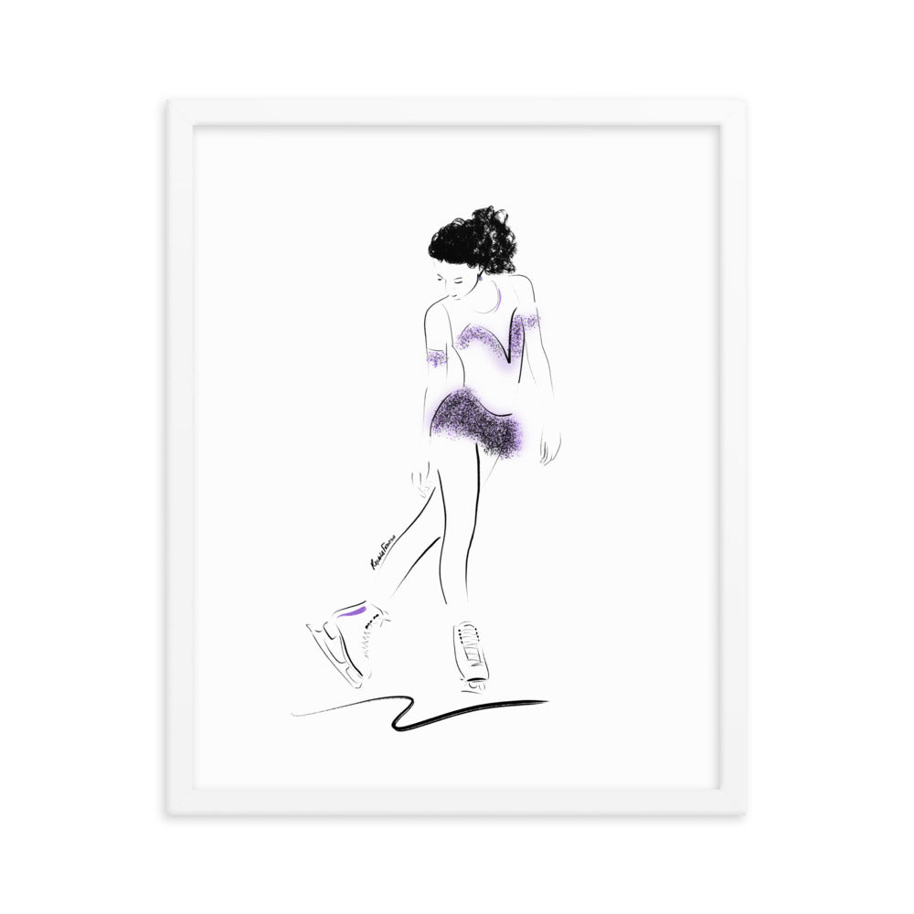 "Gracious Skates" in Purple Framed Fine Art Print
