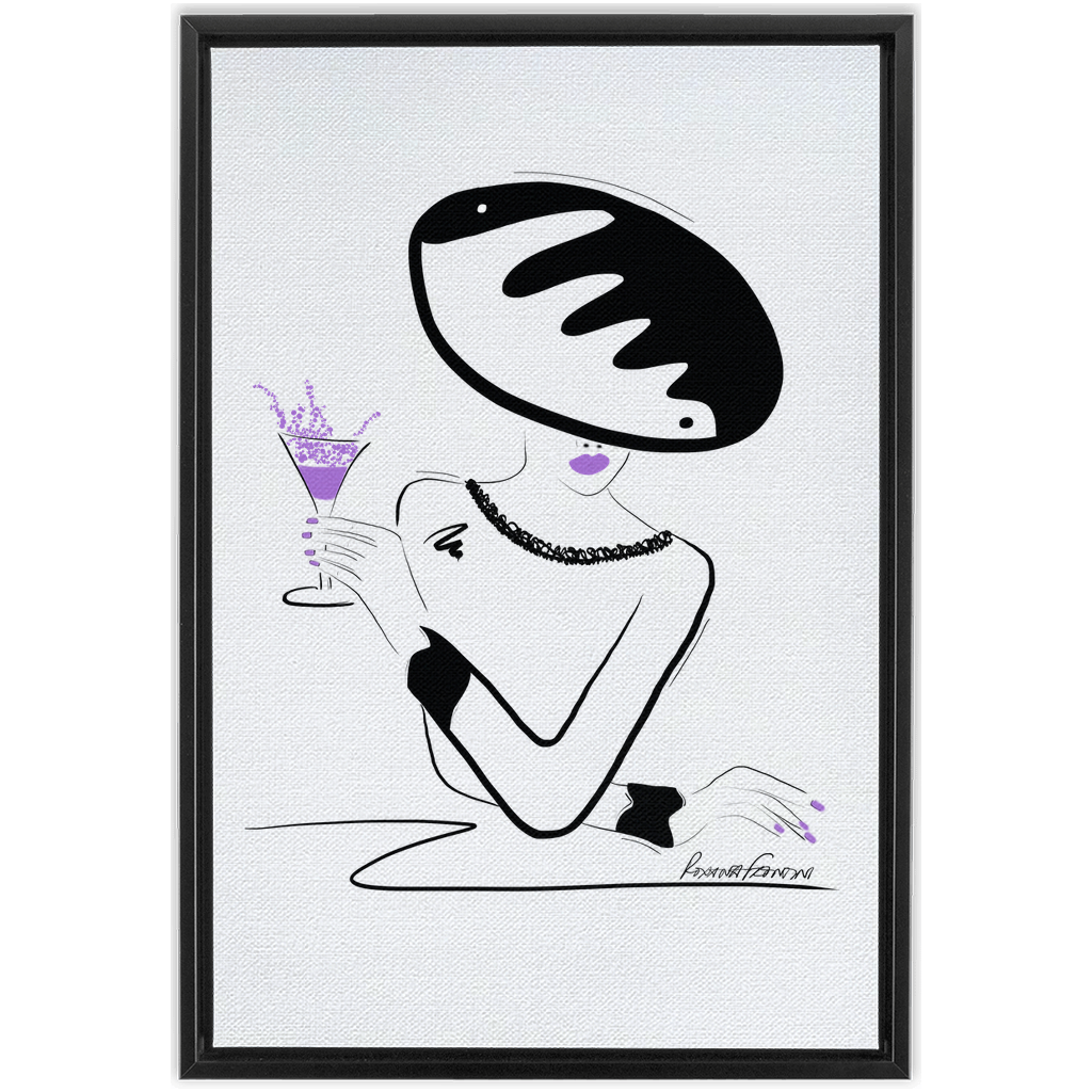 Reina Yin-Yang (B&W + Purple Splash) Framed Art Print on Canvas