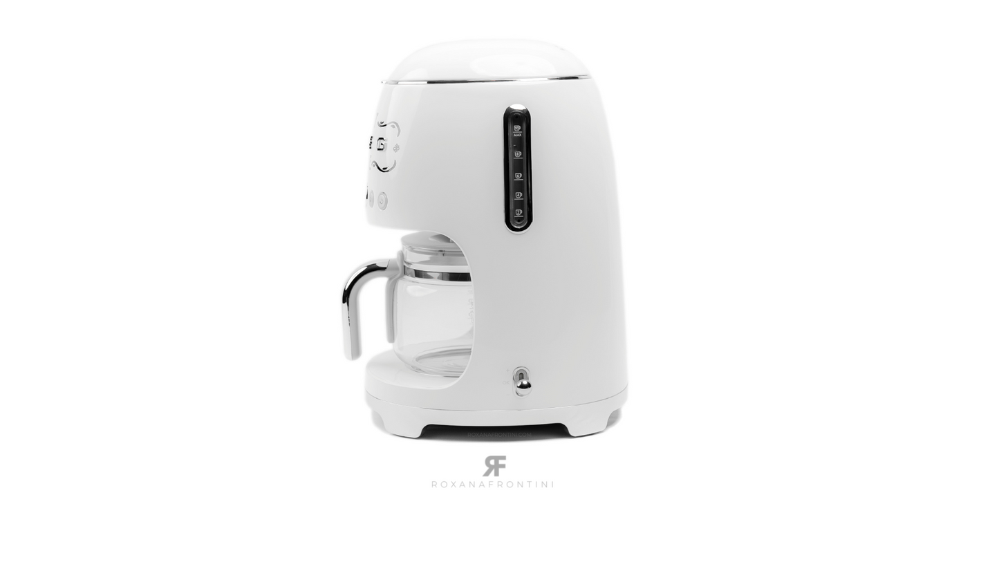 SMEG 10-Cup Black & White Drip Coffee Maker by ROXANA FRONTINI Series "LOVE SWEET HOME"
