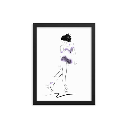"Gracious Skates" in Purple Framed Fine Art Print
